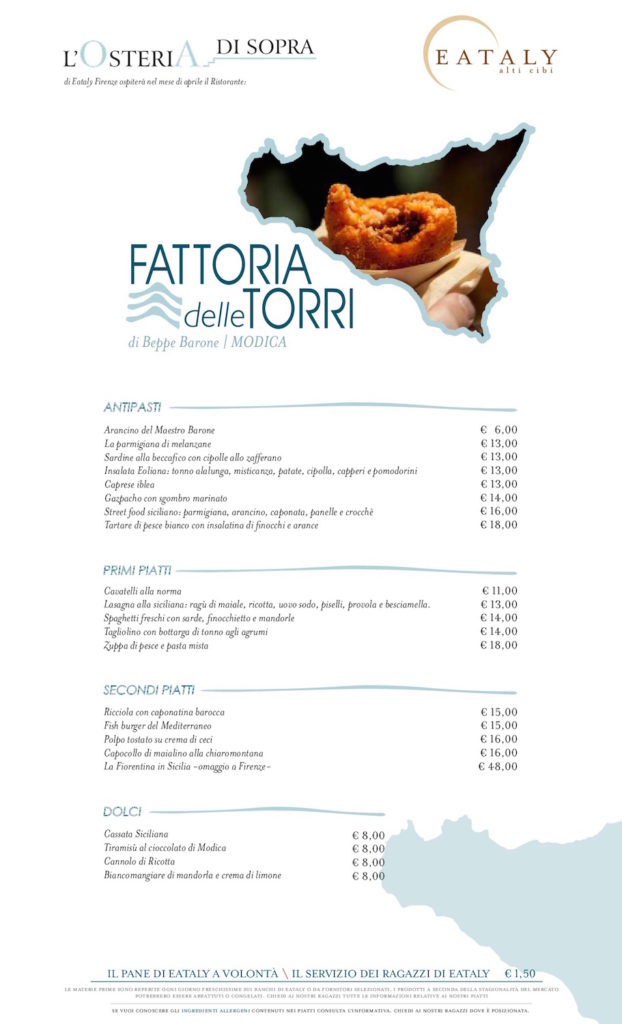 Eataly menu Peppe Barone